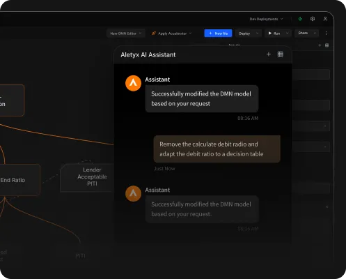 Decision Control AI Assistant showing transparent model modifications